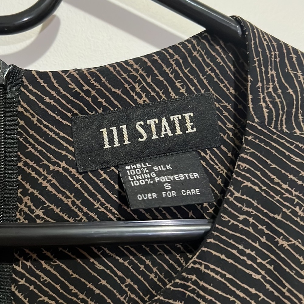 111 state striped printed 100% silk maxi dress - black/gold - size S - Picture 4 of 9